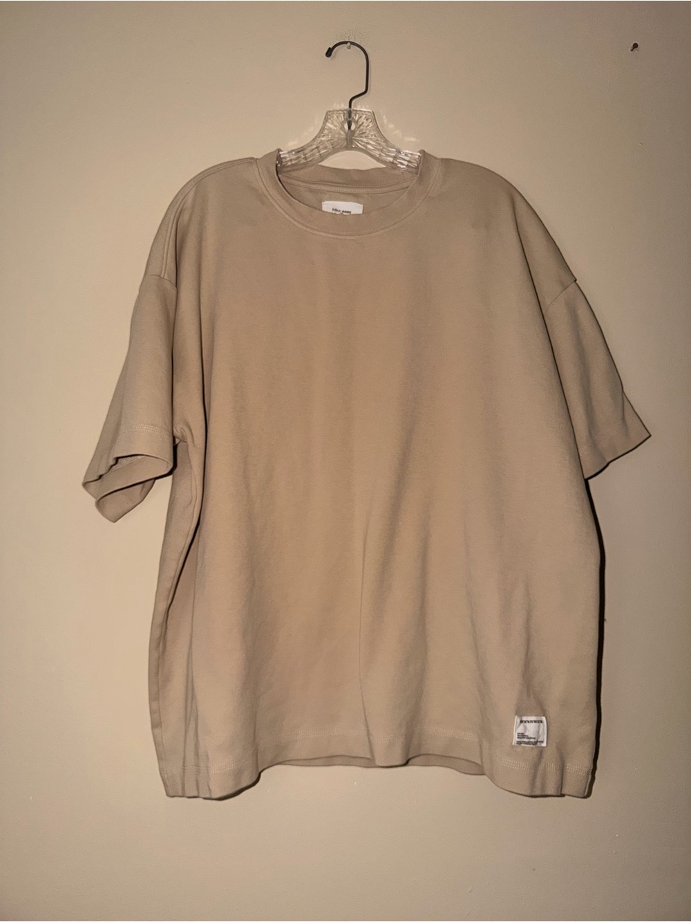 Men's Oversized Beige Crewneck T-Shirt